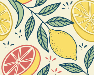 Wall Mural - seamless pattern with lemon