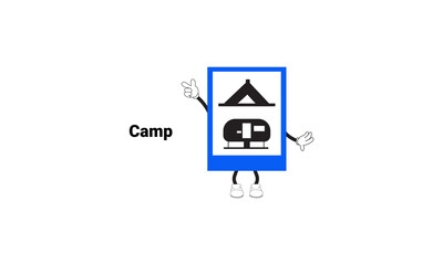 camp sign graphic vector illustration with cartoon characters. graphic design is suitable for childr