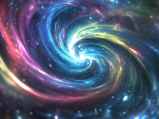 Aufkleber - Spiral of Luminous Colors in Expansive Cosmic Galaxy Scene : Generative AI