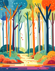 Canvas Print - Colorful Forest Path