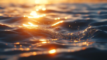 Poster - Shimmering Sunset Light Dancing on Gentle Ocean Waves Creating Peaceful Atmosphere : Generative AI