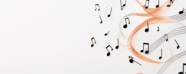 Wall Mural - abstract music notes design on a light background for creativity.