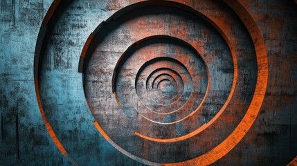 Wall Mural - Abstract Rusty Tunnel of Intersecting Concentric Circles