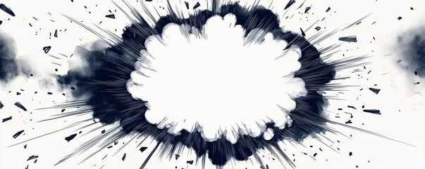 Wall Mural - dynamic explosion effect with abstract elements and negative space.