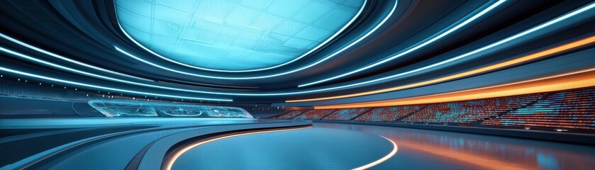 Wall Mural - futuristic interior with vibrant lighting and sleek design.