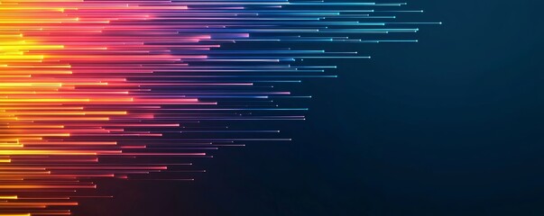 Wall Mural - fiber optic network cable data, a vibrant, abstract design featuring colorful, horizontal lines agai