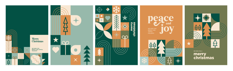 Wall Mural - merry christmas and happy new year greeting cards. vector illustration concepts for background, gree