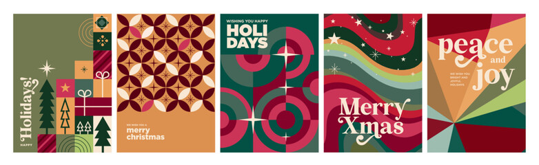Wall Mural - christmas and new year greeting cards. geometric abstract vector illustration concepts for greeting 