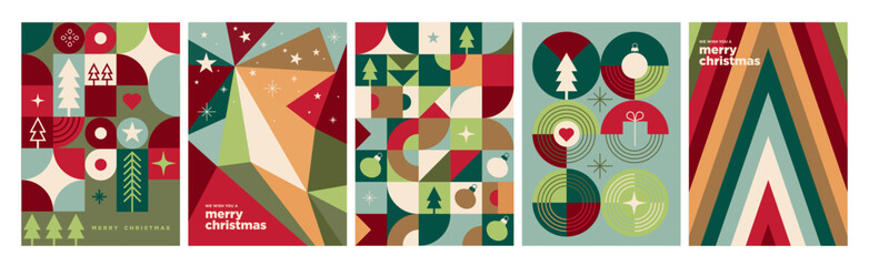 Wall Mural - set of illustrations on the theme of christmas and new year. vector concepts for greeting card, part