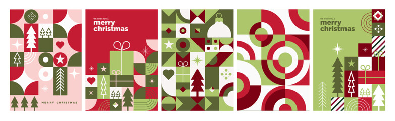 Wall Mural - set of christmas and new year cards. modern vector illustration concepts for graphic and web design,