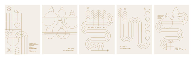 Wall Mural - merry christmas and happy new year greeting cards. vector illustration concepts for background, gree