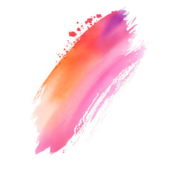 Leinwandbilder - Vibrant pink and orange brush stroke with splatters on a transparent background, ideal for adding a pop of color to any project