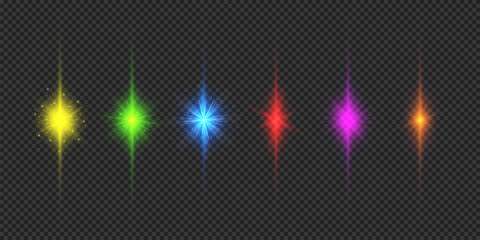 Wall Mural - set of multicolor light effects of lens flares