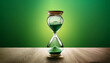 © Fazila - Hourglass time passing green background concept for business deadline, urgency and running