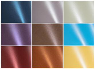 Aufkleber - Glossy paper texture collection with shiny surfaces and smooth reflections. Abstract backgrounds featuring shimmer, sheen, and elegant glow effects in blue and red shades. Perfect