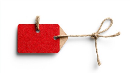 Fototapete - Sleek and Minimalist Red Tag with Smooth Texture and Attached Tie Ideal for Product Branding Pricing and Merchandising in Retail E commerce and Digital Presentations