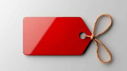 Aufkleber - Striking Bold Red Tag with Shiny Smooth Surface and Sturdy Attached String Isolated on Transparent Background Perfect for Modern Graphic Design Branding and Packaging Elements