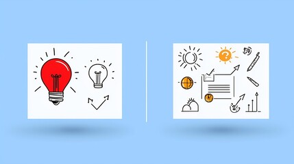 Leinwandbilder - Minimalist and Clean Collection of Thin Line Icons Visualizing Various Project Management Processes Milestone Tracking and Goal Optimization Techniques