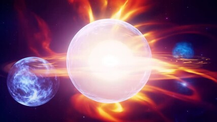 Wall Mural - cosmic collision: a vibrant nebula explodes in a breathtaking display of celestial energy, planets s