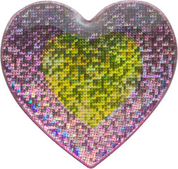 Wall Mural - heart shape hologram sticker isolated on white background
