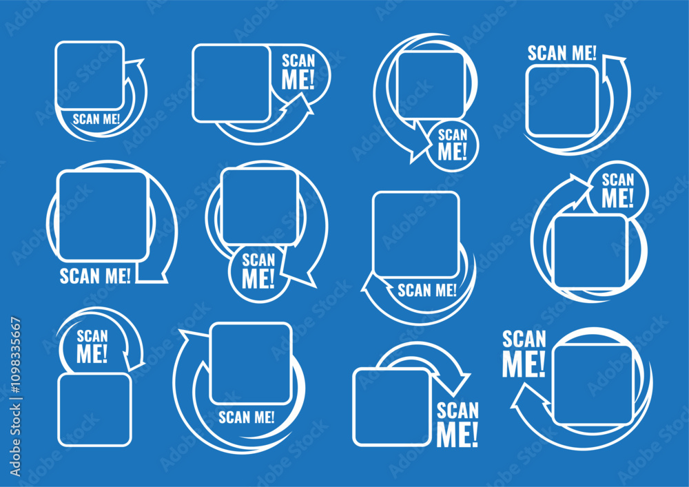 Qr code template set. Scan me icon for payment. QR code mockup Symbol ...