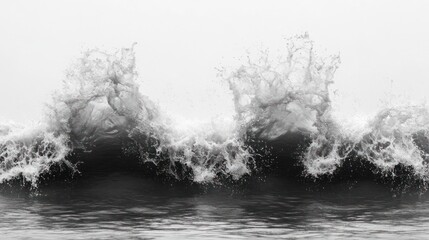 Canvas Print - Dramatic black and white photo of ocean waves crashing with spray.