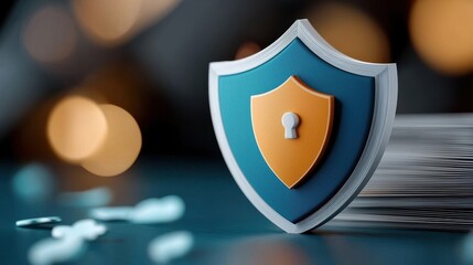 Wall Mural - digital cybersecurity shield symbol protecting data network systems and online privacy concept of se