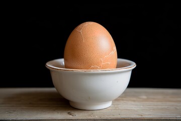 Wall Mural - a fresh hen egg in a white bowl