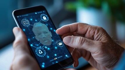 Wall Mural - futuristic smartphone interface with advanced digital intelligence and innovative user interaction s