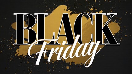 Premium Black Friday Design Combining Bold Black Letters, Artistic Gold Script, and Subtle Gold Accents on a Dark Background for a Sleek and Elegant Look