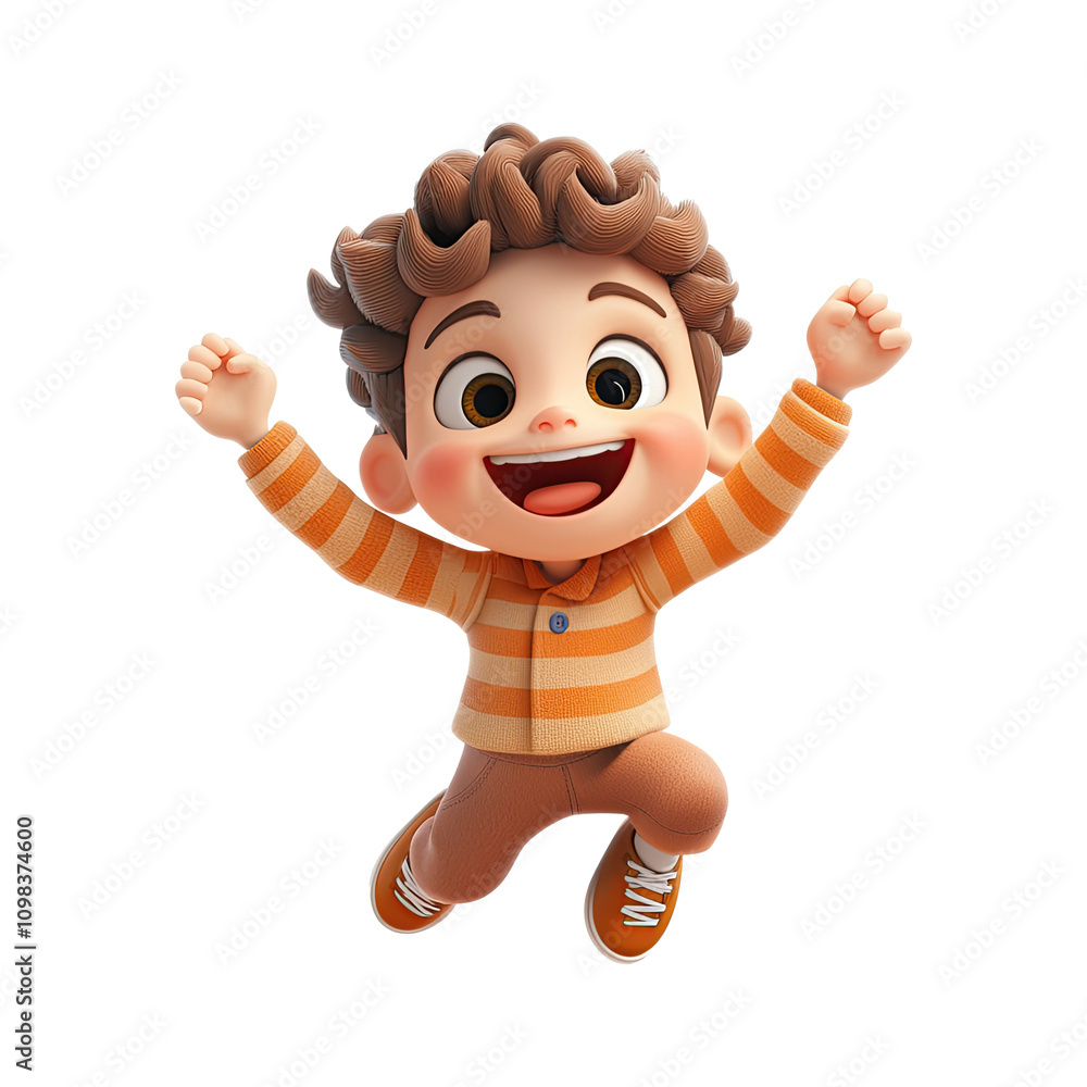 3D happy cartoon boy on transparent background. Generative AI Stock ...