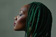 © Avve Diana  - Young woman with vivid green black braids hair portrait in fashion.