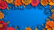 © Julia - Hispanic heritage month background. Vector banner, poster for social media, networks. Greeting card with copy space. National Hispanic heritage month text, Papel Picado pattern on blue background.