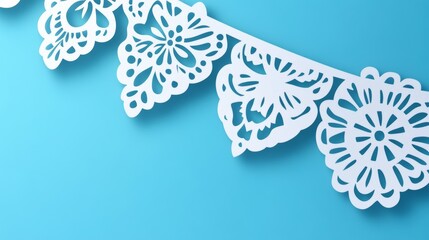 Wall Mural - Hispanic heritage month background. Vector banner, poster for social media, networks. Greeting card with copy space. National Hispanic heritage month text, Papel Picado pattern on blue background.