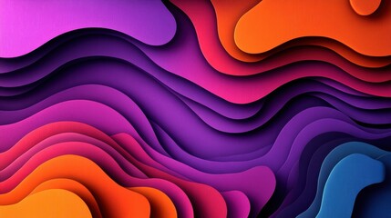Wall Mural - Abstract colorful waves in purple, orange, and pink create a vibrant visual effect on a smooth background.