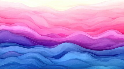 Wall Mural - Abstract waves of pink and blue colors creating a serene and calming effect.