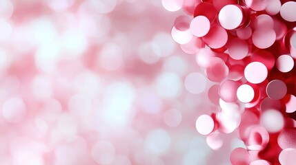 Wall Mural - Abstract bokeh background with red and pink circular lights, soft and dreamy effect.