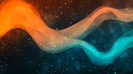 Wall Mural - grainy teal orange dark gradient wave background abstract vibrant retro style noise texture banner d
