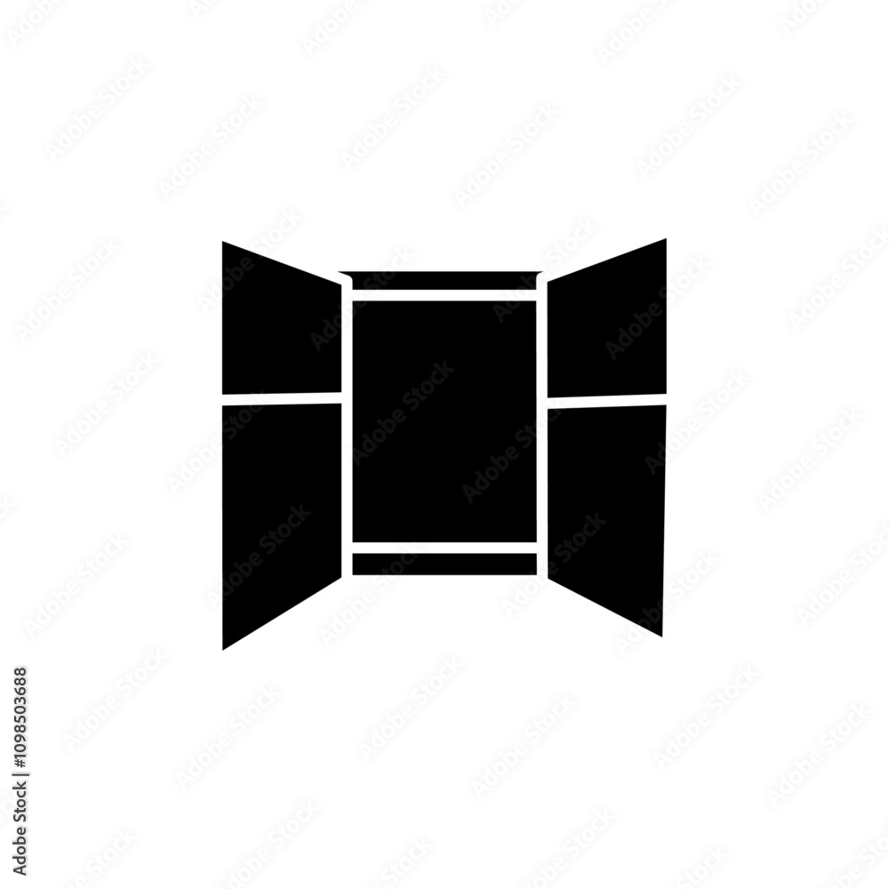 Open windows icon black and white vector outline sign Stock Vector ...
