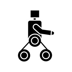 Wall Mural - Wheels robot icon black and white vector outline sign