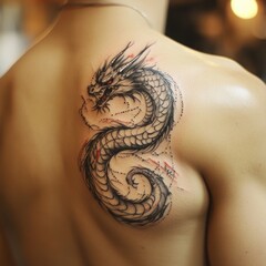 Elegant Dragon Tattoo On A Persons Back