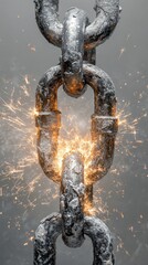 Wall Mural - Chain breaking with sparks and smoke in a dynamic industrial setting