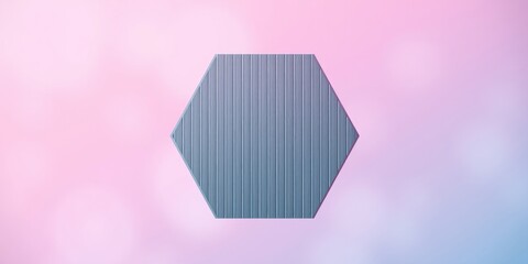 Wall Mural - a minimalist abstract design featuring a hexagon with vertical lines, set against a gradient backgro