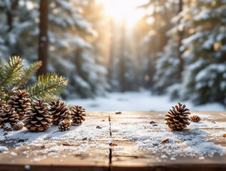Poster - pine cone on the snow