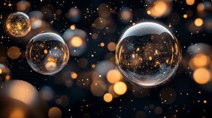 Wall Mural - golden spheres in a dark universe