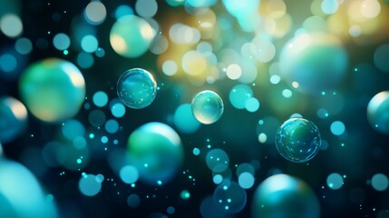 Wall Mural - abstract turquoise bubbles background