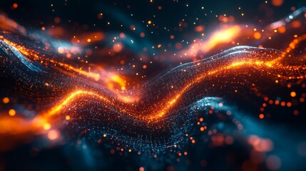 Wall Mural - abstract glowing particles waves - futuristic technology art