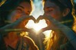 © Alla - Two girls creating a heart shape with their hands