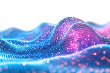 Wall Mural - An abstract representation of a wave with blue and pink lights, ideal for use in futuristic or technological concepts