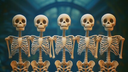 A group of skeletons sitting together